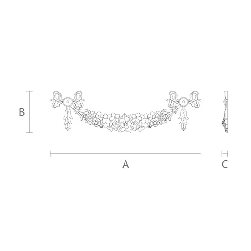 N-043 large horizontal decorative ribbon garland renaissance style